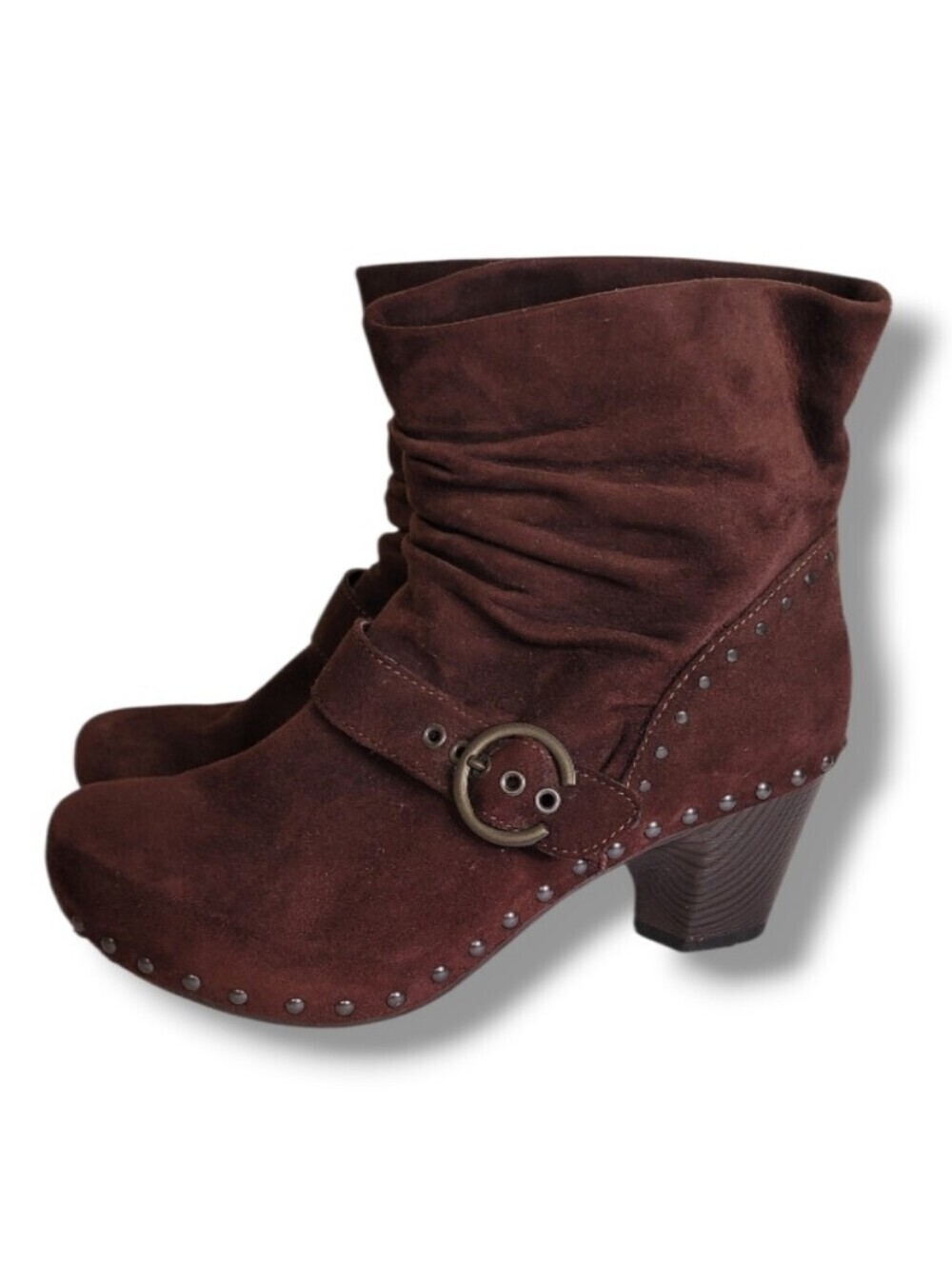 Dansko Nikita Brown Suede Booties • Size 9 Slouchy Heeled